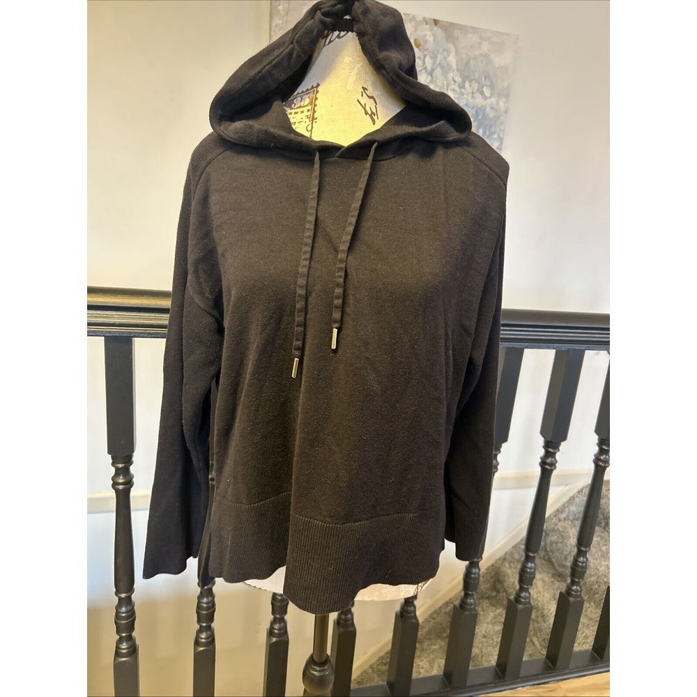 Workshop Black Pullover Hoodie Sweater High Low Side Slit Womens SZ Lg